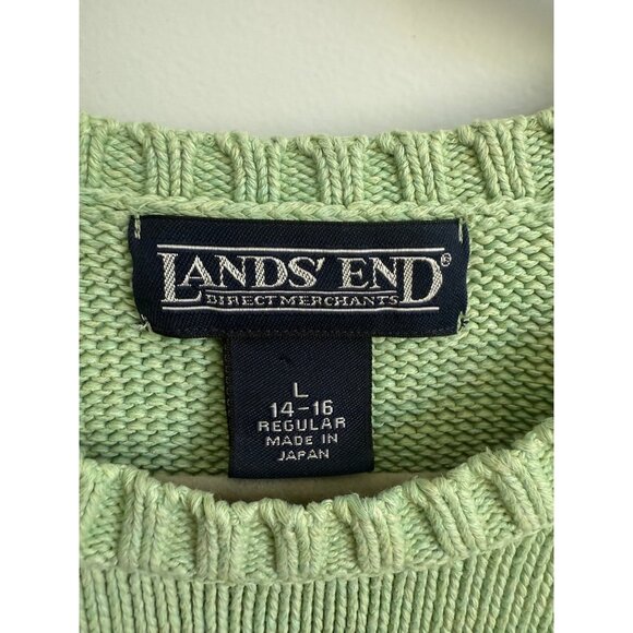 Vintage Lands’ End Crew Neck Short Sleeve Sweater Tee Large Sage Green - Picture 4 of 8